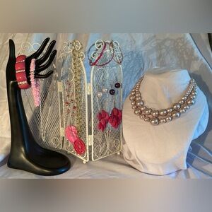 Pearly Pink and Gold Jewelry lot 10 pieces